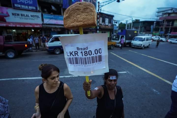 Sri Lankan women are protesting against rising of commodity prices day by day 