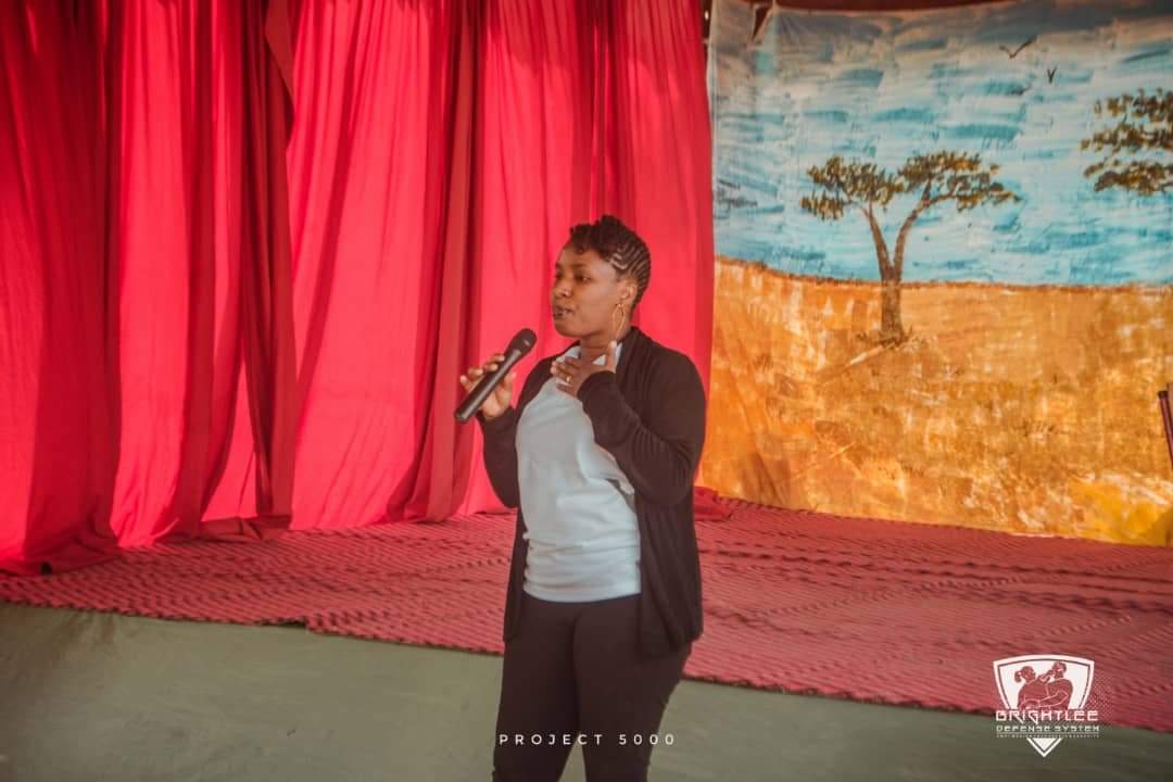 Body Safety Expert, Henrietta Nonye Odey enlightening students during the project 5000