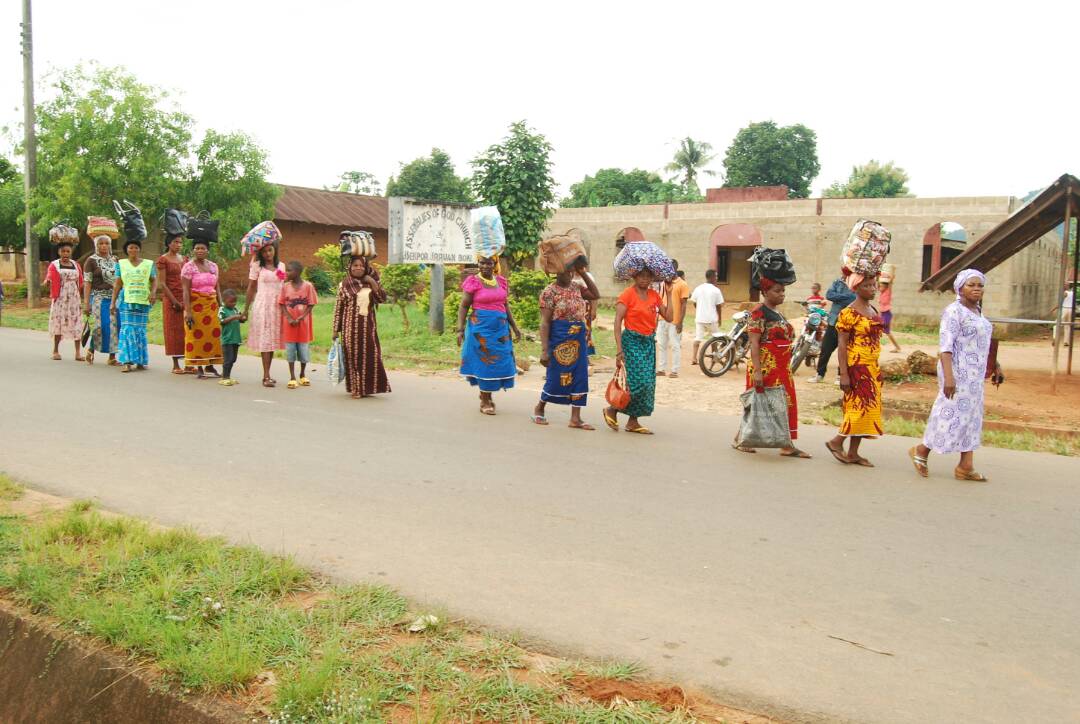 Ostracized women if Esekwe IRRUAN sent out of their communities for refusing to participate in the traditional Cocoyam festival