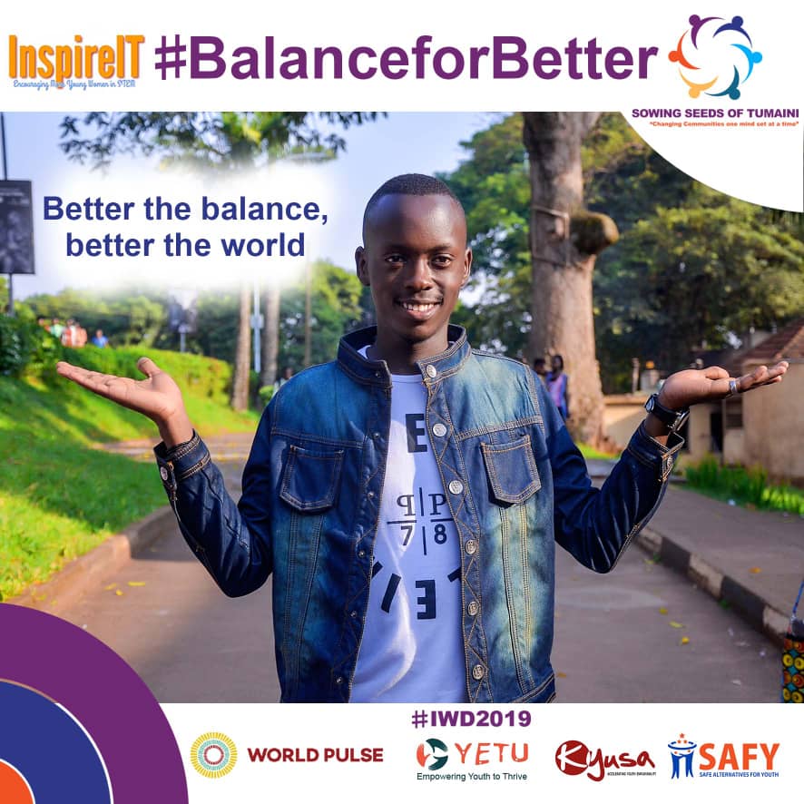 Edison Kakuru, a second year student at Makerere University studying Education, is pledging to take action to ensure that we have a gender balanced World. What is your Pledge this women's day. #IWD2019 #Betterthebalancebettertheworld #Genderequality #Genderdisparity