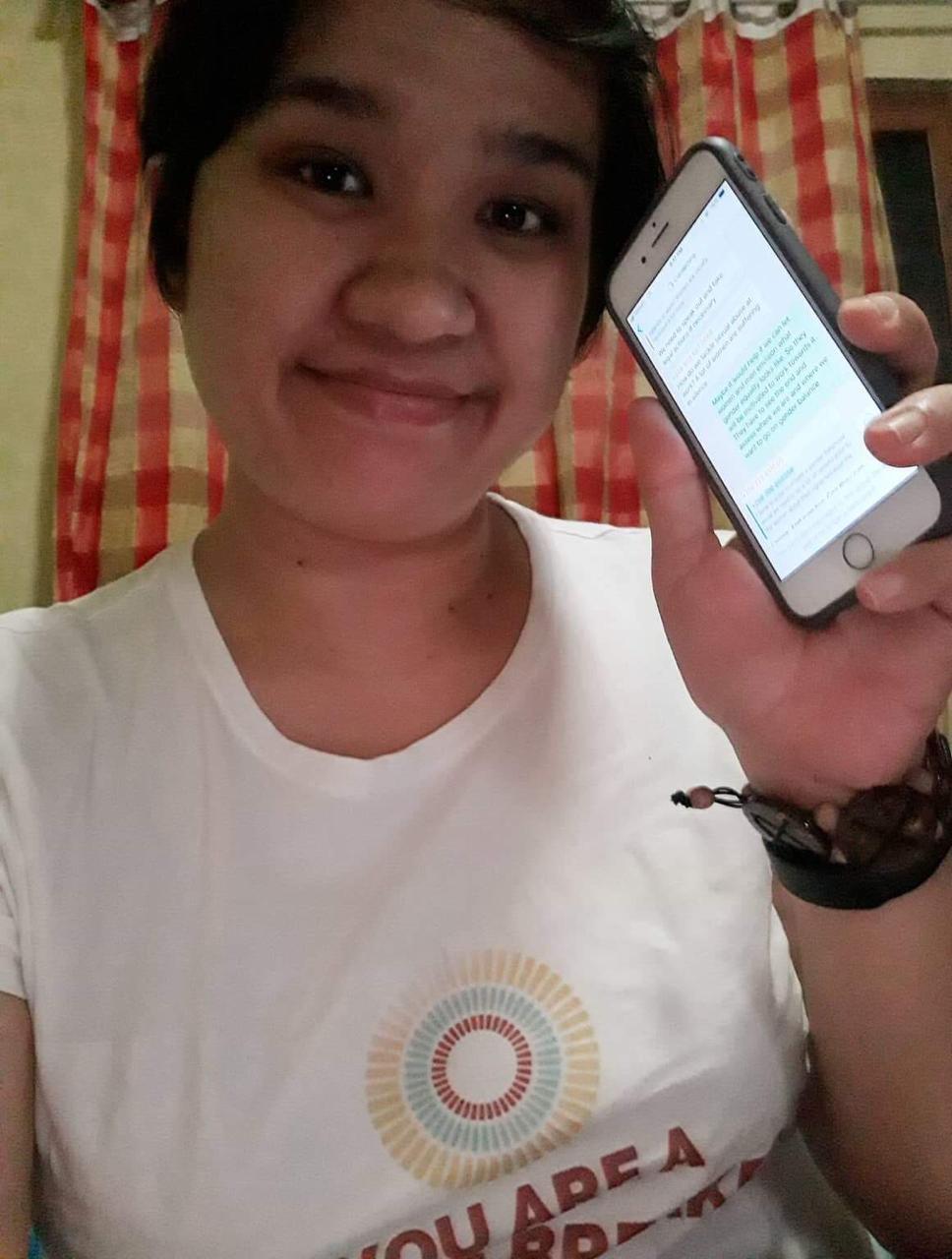 Karen from the Phillipines participated in the whatsapp discussion.