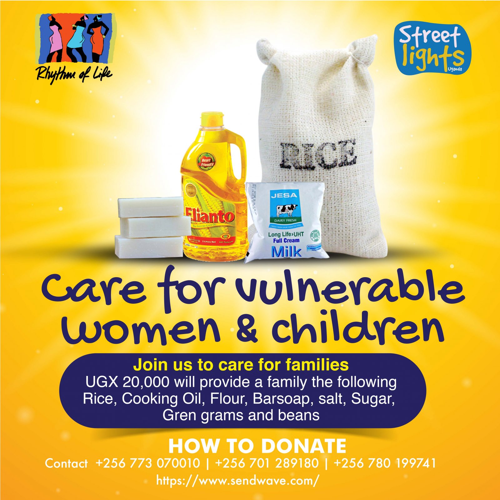 A food basket poster exhibiting how little donations can change lives.