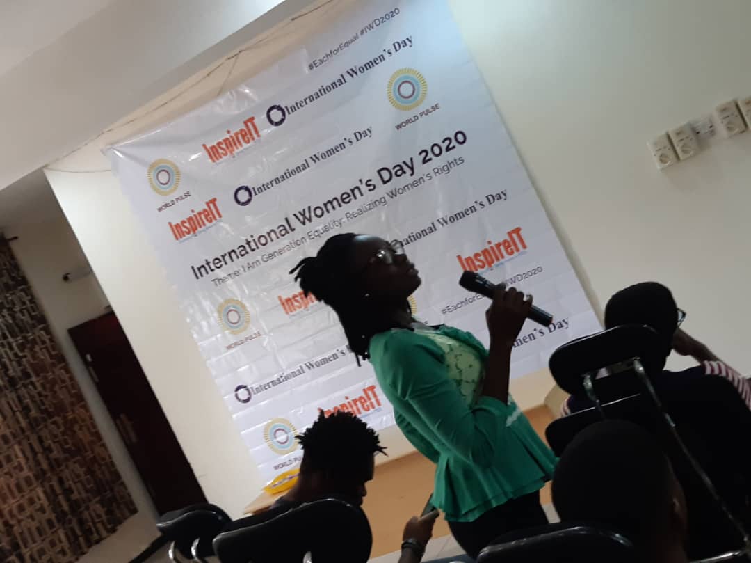 A female student explaining what gender equity means.