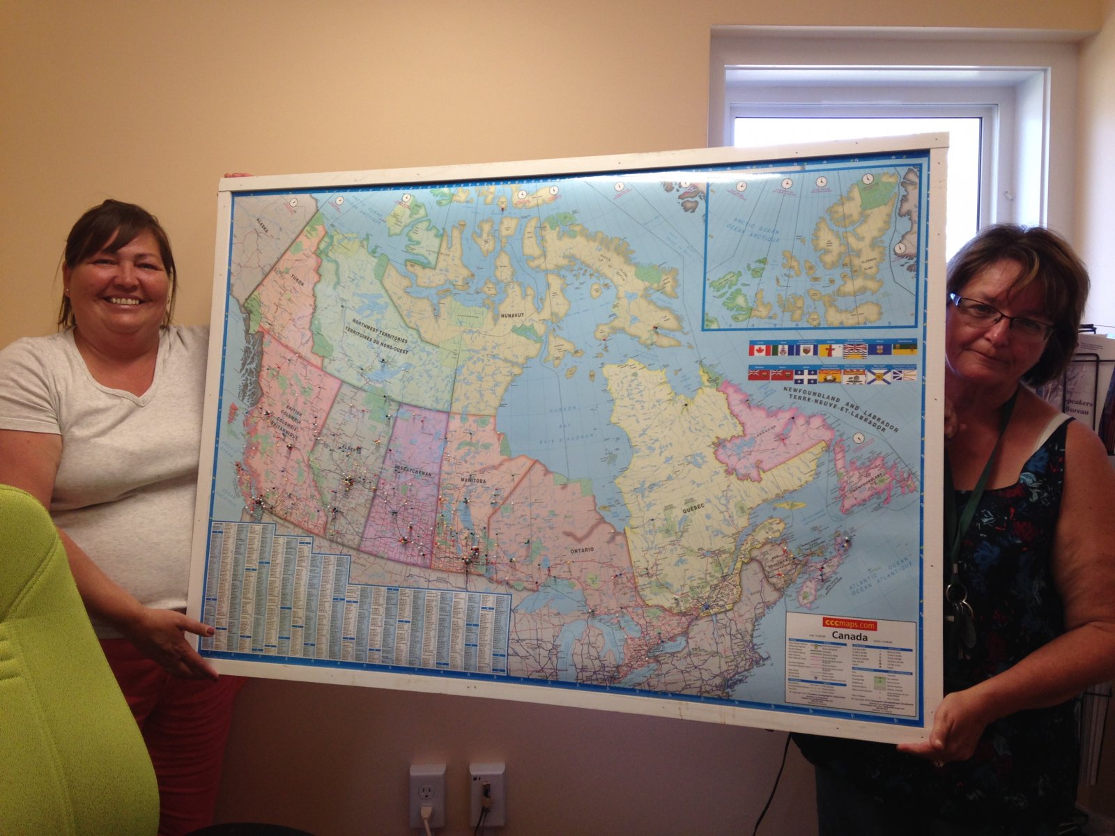 GIGNOO Shelter workers, Peggy and Sheila show the Shelter Map