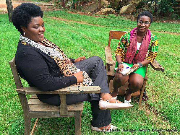 Shneider interviews Marie-claire N. Kuja about gender issues during the Millennial Empowerment Conference in Bamenda, Cameroon (2016).