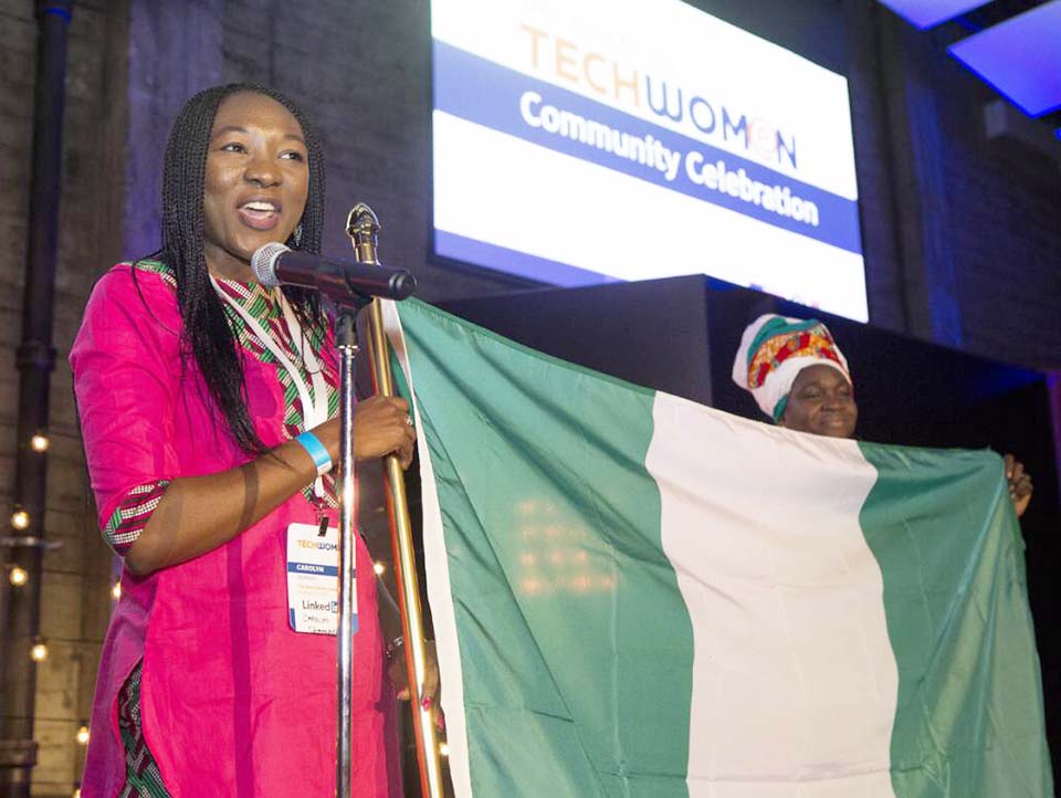 Proudly Carrying Nigeria's Flag High and Greeting Guests in a Local Language at Twitter HQ, San Francisco