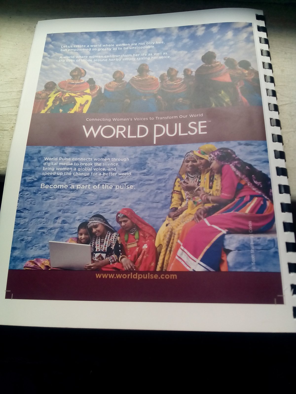 When I flipped the pages of the program booklet and saw World Pulse,I was so overly happy and thought about how blessed I am.