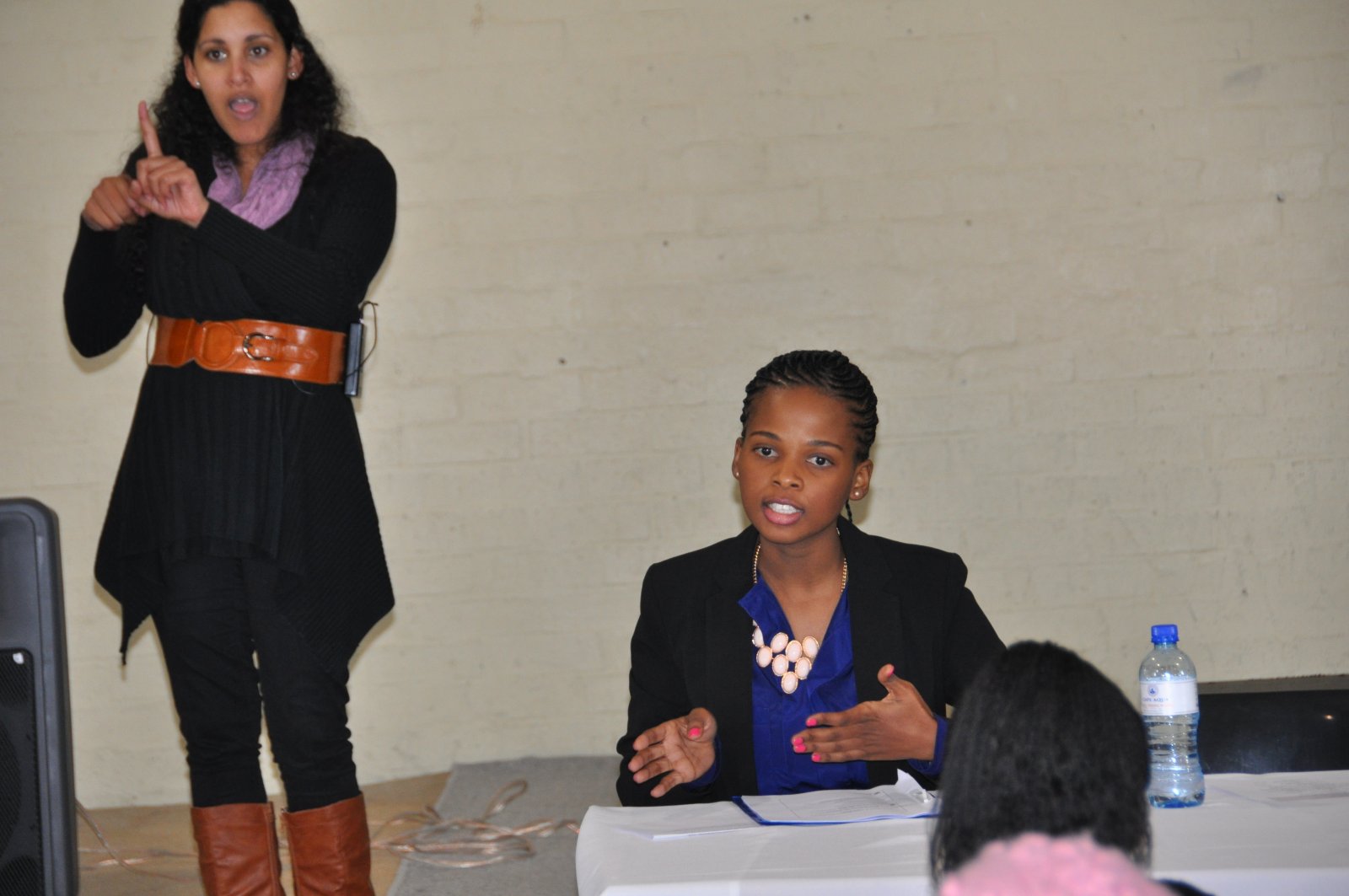 Ms. Noni Qhoboshiyana (R)  Sign Language Interpreter Ms Michelle Lombard (L)