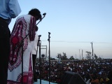 Taken in Kisumu urging the community to observe peace during elections and give women a chance as well.
