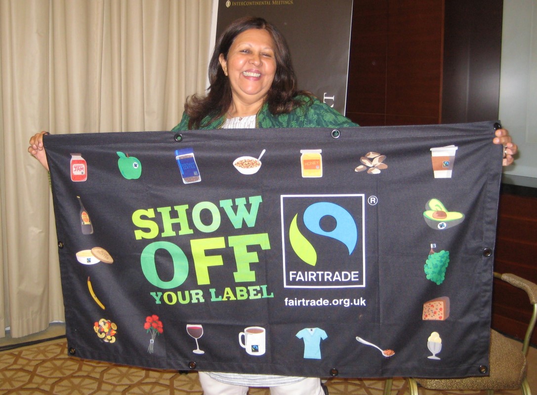 Many thanks to Padmini for modelling the fairtrade banner. Love the smile! :)
