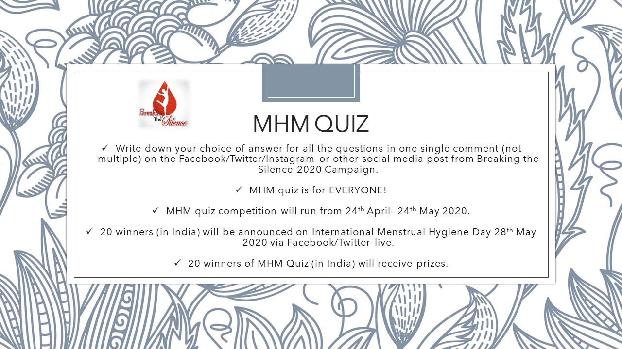 MHM Quiz on social media platforms ran from 24 April to 24 May 2020