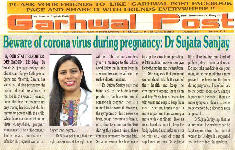 Pregnant women need to beware of corona virus: Dr. Sujata