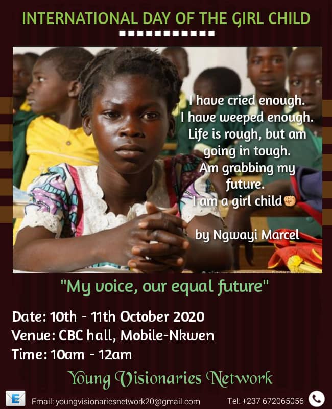 Join the young visionaries network in Cameroon to celebrate the international day of the girl child