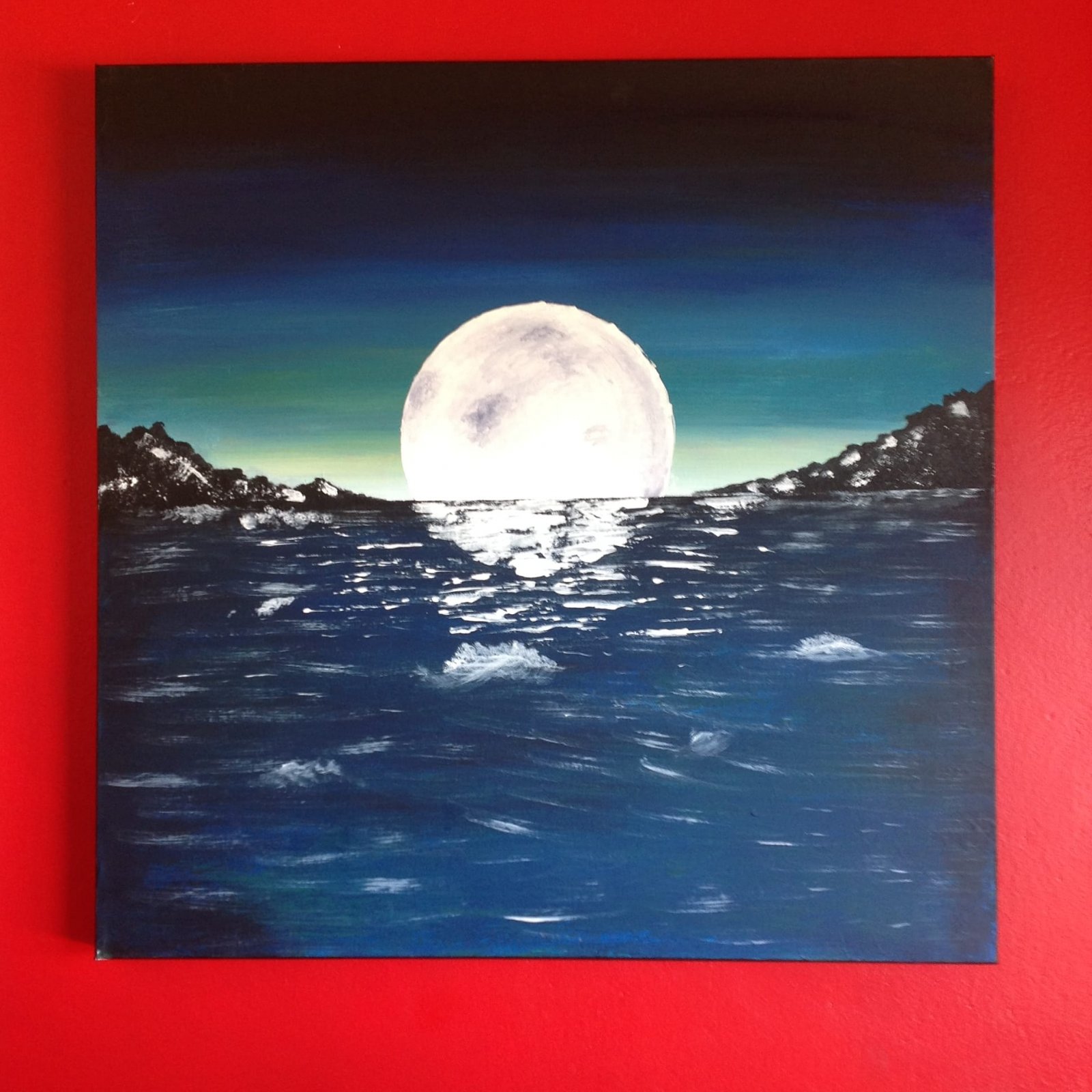 Wall canvas painting. Bidding starts at R3500 excluding courier/shipping.