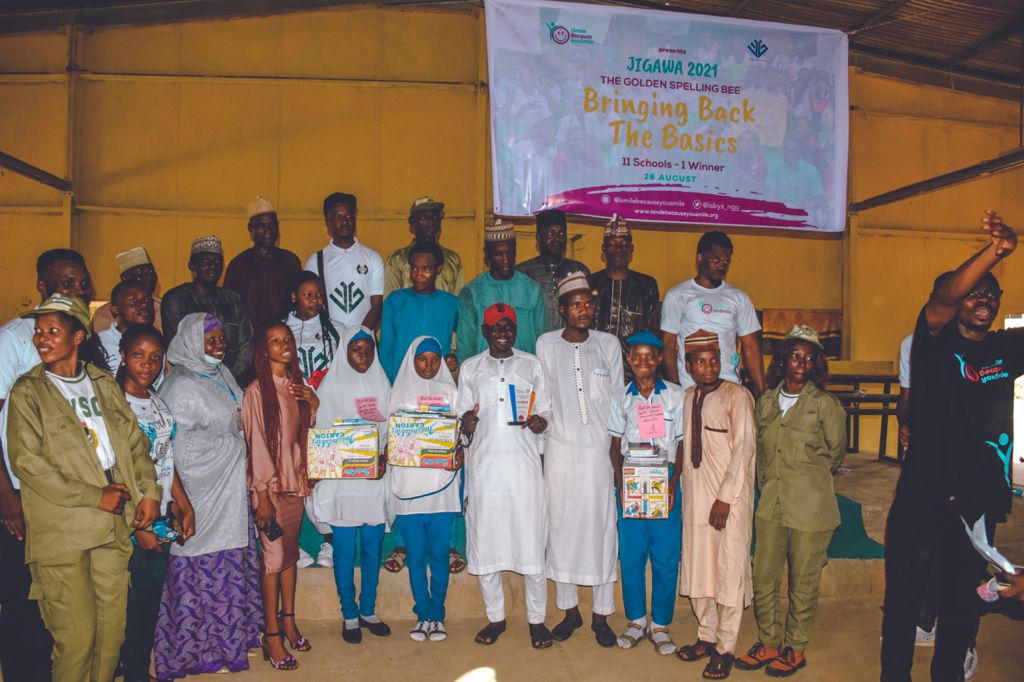 Competition winners with their prizes.