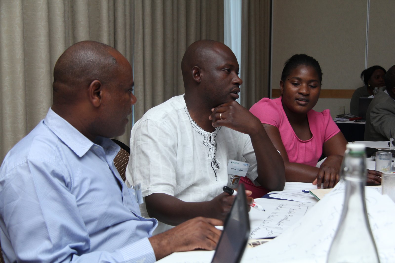 Chris Makuvaza, ZICS, Jefferey Kurebwa, Bindura State University and Sarah Murera, UN Women Volunteer