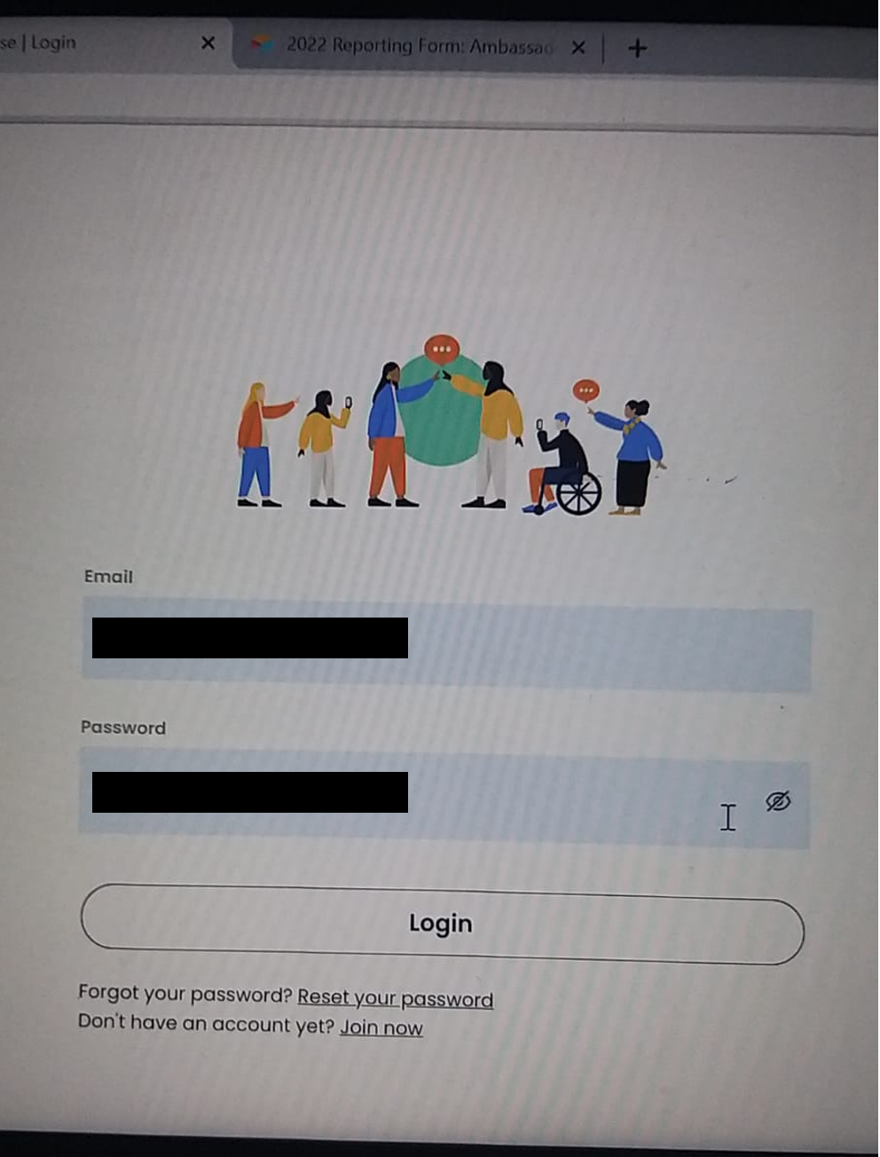 A screenshot of the login page on World Pulse<br>