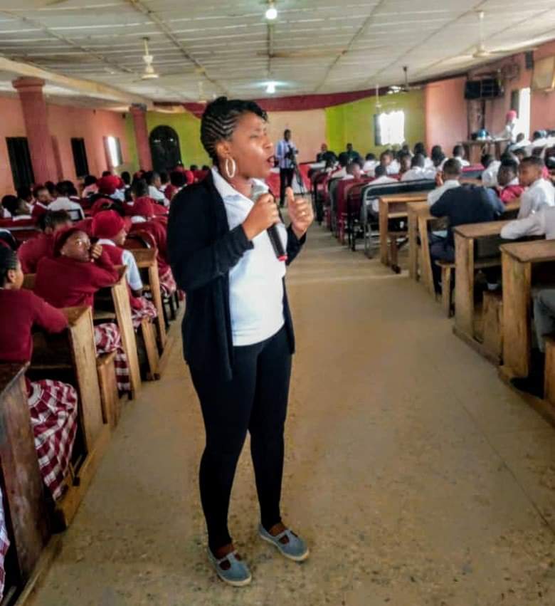 Henrietta Nonye Odey teaching body safety ed. during the Project 5000